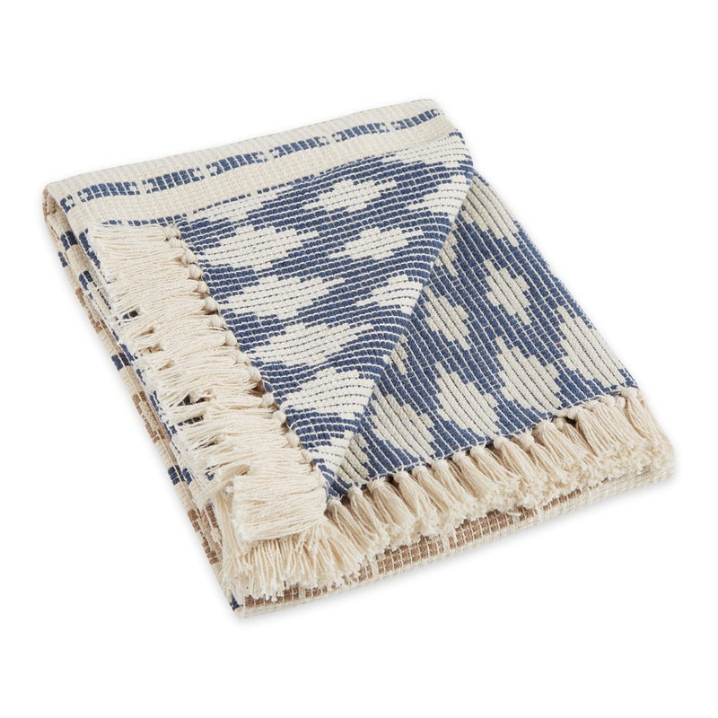 DII California Casual, Colby Southwest Woven Throw, French Blue & Stone, 50x60 - Image 1